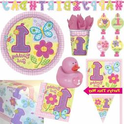 1. Geburtstag M&auml;dchen Rose D&eacute;co F&ecirc;te Set D&eacute;coration de T