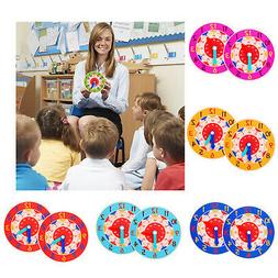 2 pi&egrave;ce Montessori En Bois Horloge Jouet Enseignement Sida 