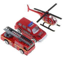 3pcs Mod&egrave;le de Voiture Pompiers Alliage Jouet Enfants Cadea
