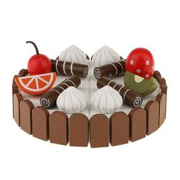Aimant en bois g&acirc;teau d'anniversaire enfant f&ecirc;te semblant 