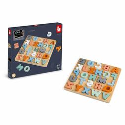 JANOD Alphabet Puzzle Jouet en Bois Double Face Tableau Noir