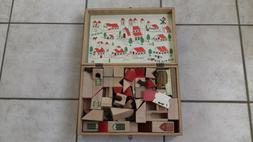 ANCIEN JOUET CUBES EN BOIS MON VILLAGE
