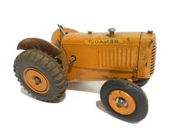 Ancien Jouet Tracteur Renault Orange CIJ T&ocirc;le Mecanique A R