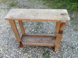 Ancien petit &eacute;tabli de menuisier en bois jouet enfant d&eacute;co