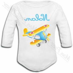 Body B&eacute;b&eacute; Avion Jouet avec pr&eacute;nom personnalis&eacute; - naissan