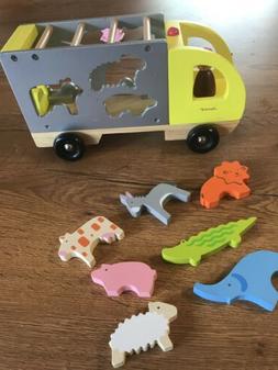 CAMION Animaux &Agrave; Encastrer EN BOIS - JANOD - JOUET A TIRER 