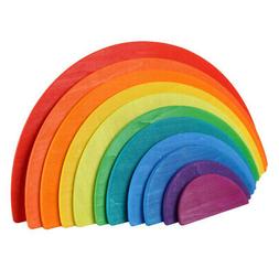 Empileur en bois arc-en-ciel, pi&egrave;ces semi-circulaires, cass