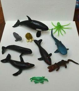 JOUET LOT FIGURINE ANIMAL DE LA MER BALEINE CRABE PVC STYLE 