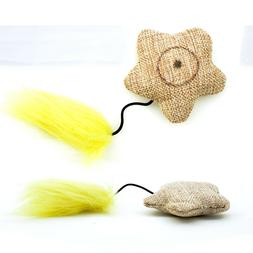 Jouet naturel pour chat chaton l'&eacute;toile en jute avec queue 