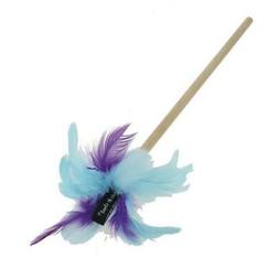 VITAKRAFT Jouet plumeau manche en bois - Bleu turquoise et v
