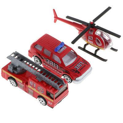 3pcs modele de voiture pompiers alliage jouet