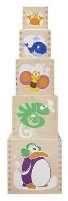 5 cubes multi activit&eacute;s en bois Chicco d&egrave;s 18 mois - Jouet