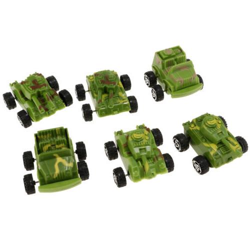6pcs mini militaires vehicule pull back enfants