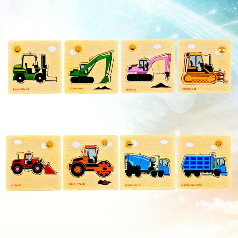 8pcs bois puzzle jouet puzzle 3d camion
