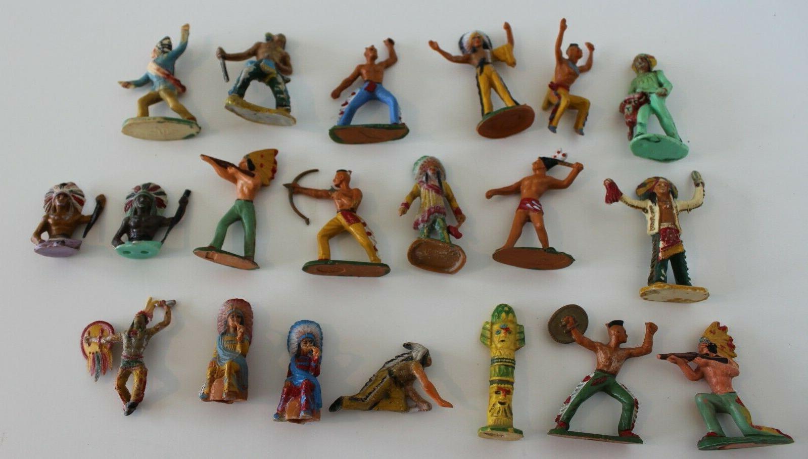 ancien jouet vintage lot indiens chef totem