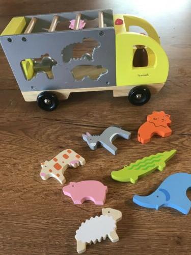camion animaux a encastrer en bois jouet
