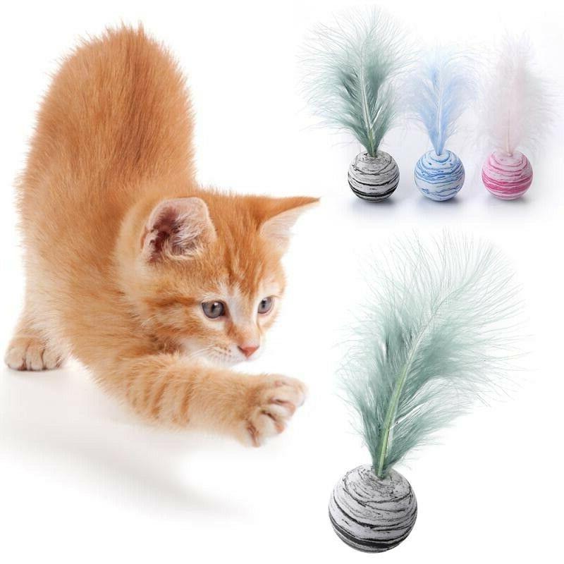 chat chaton jouet balle plume leger doux
