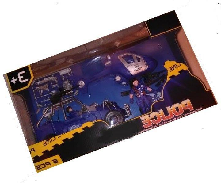 gros kit helicoptere police jeu jouet voiture