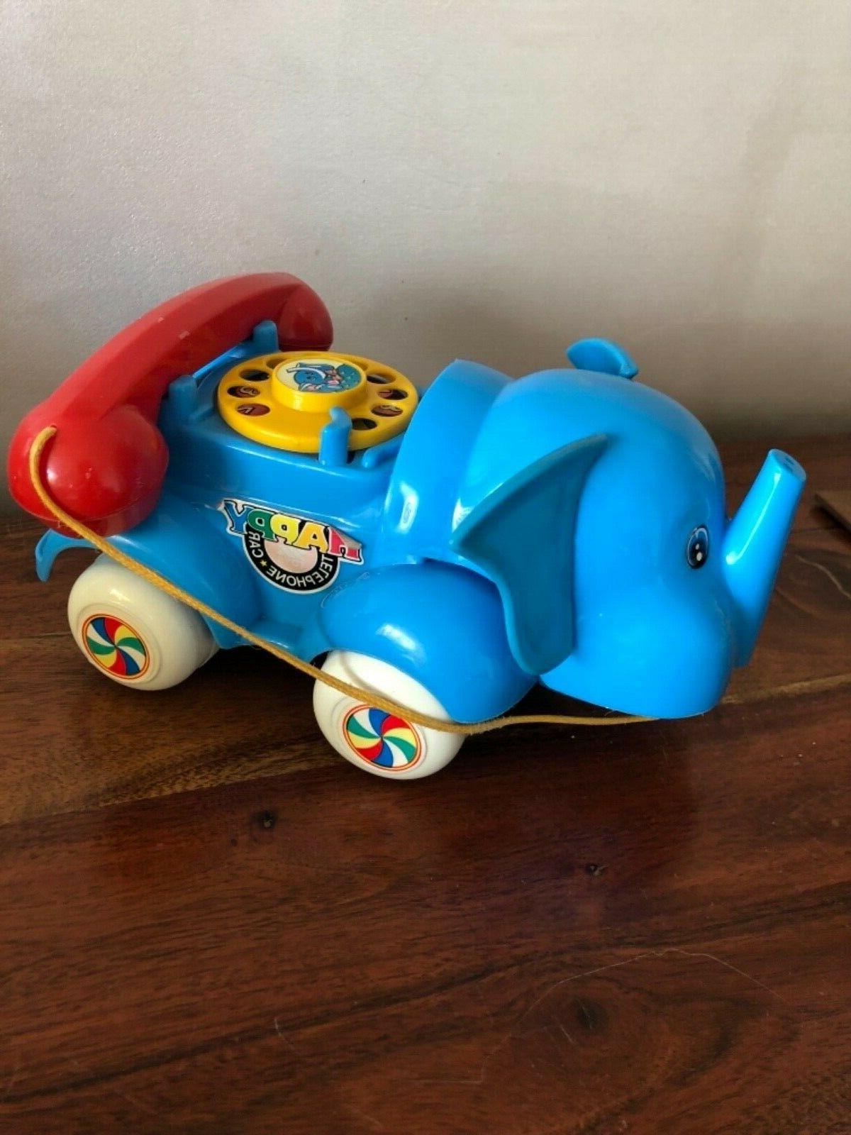 jouet a tirer elephant avec telephone vintage