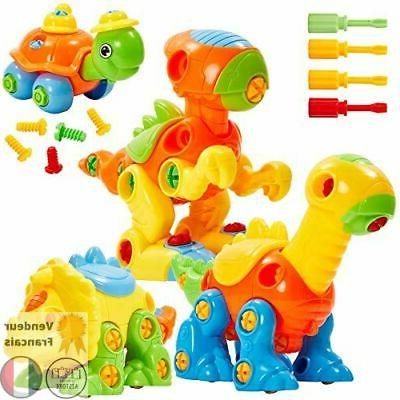 jouet construction bricolage 3 dinosaures 1tortue jeu
