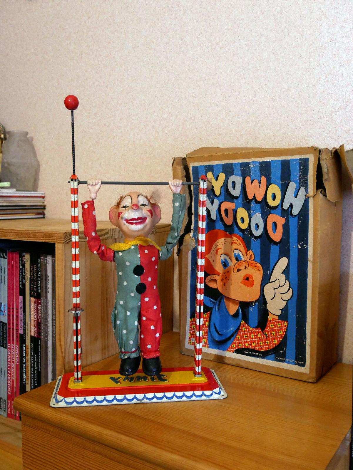 jouet vieux clown jymmy gymnaste barre fixe