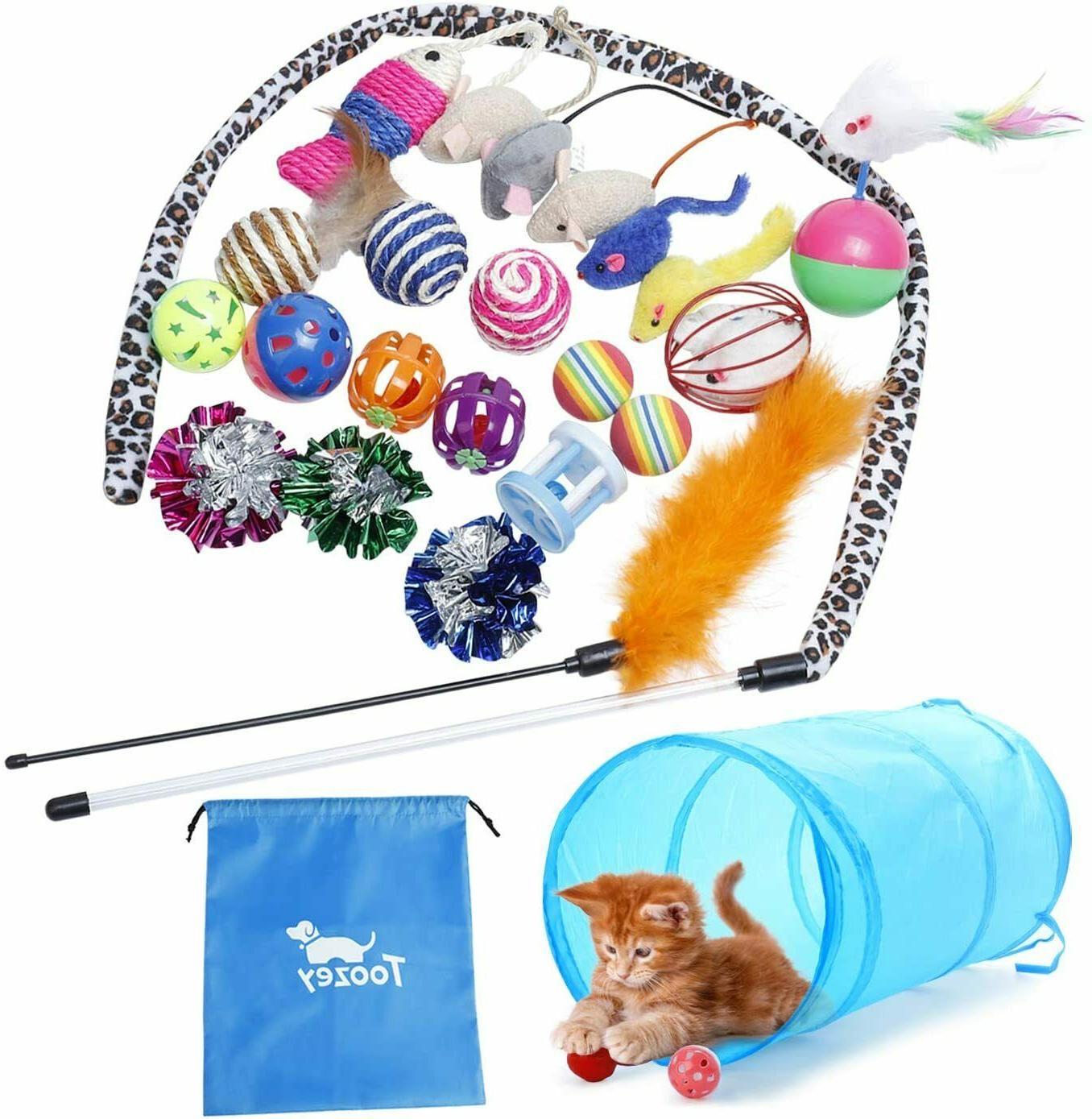 jouets chat plumes 24 pieces tunnel balle