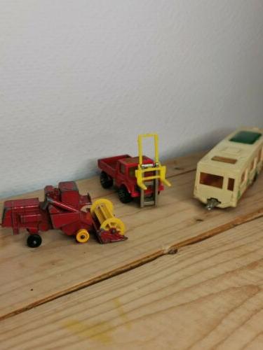 lot jouet vehicule miniature majorette caravane moissoneuse