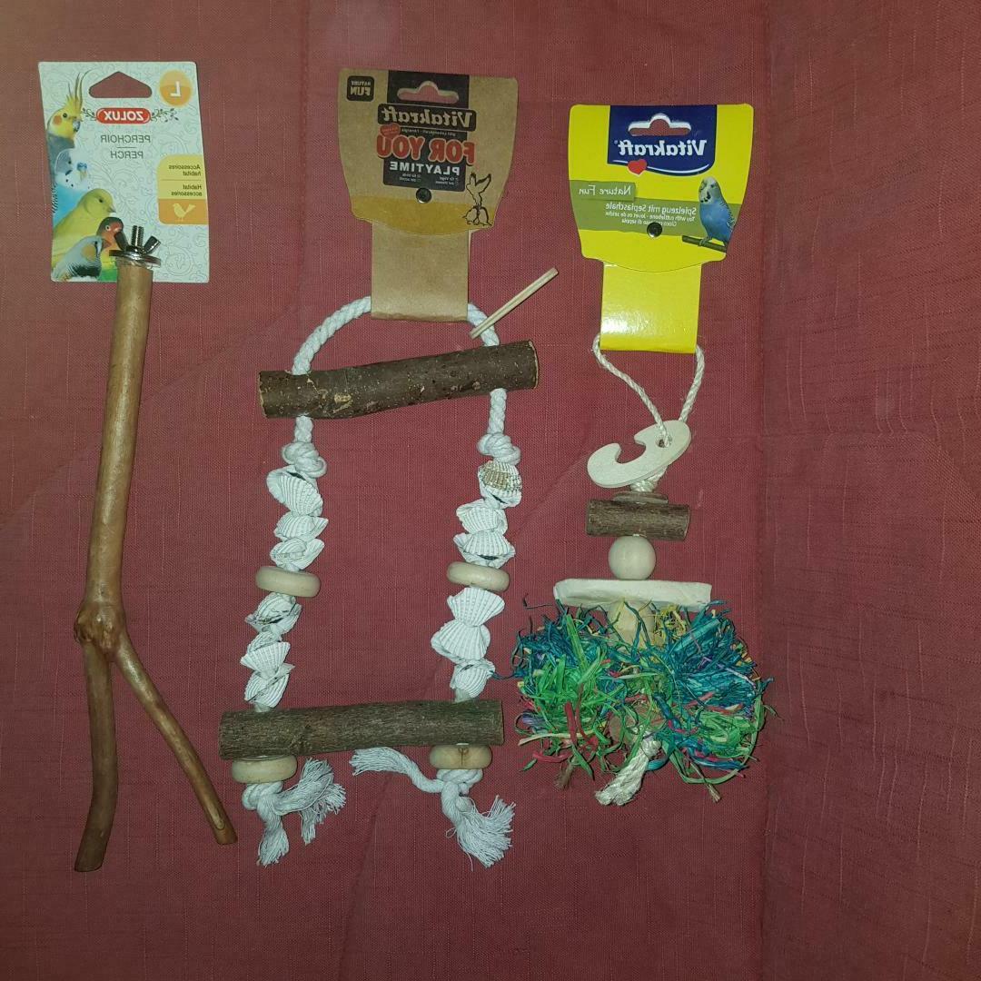 lot vitakraft balancoire jouet bois coquillage pour