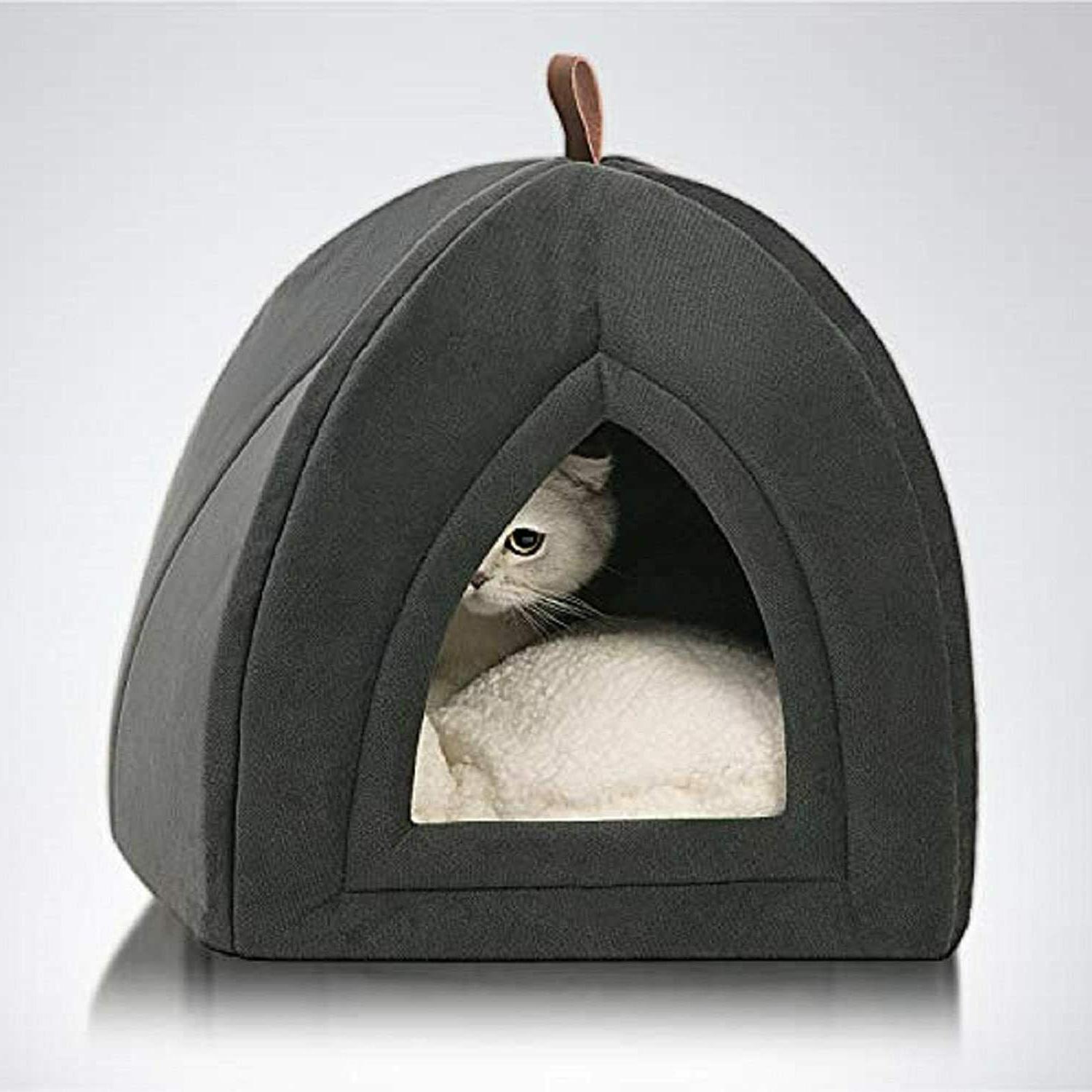 niche chat gris fonce 35x35x38cm coussin amovible