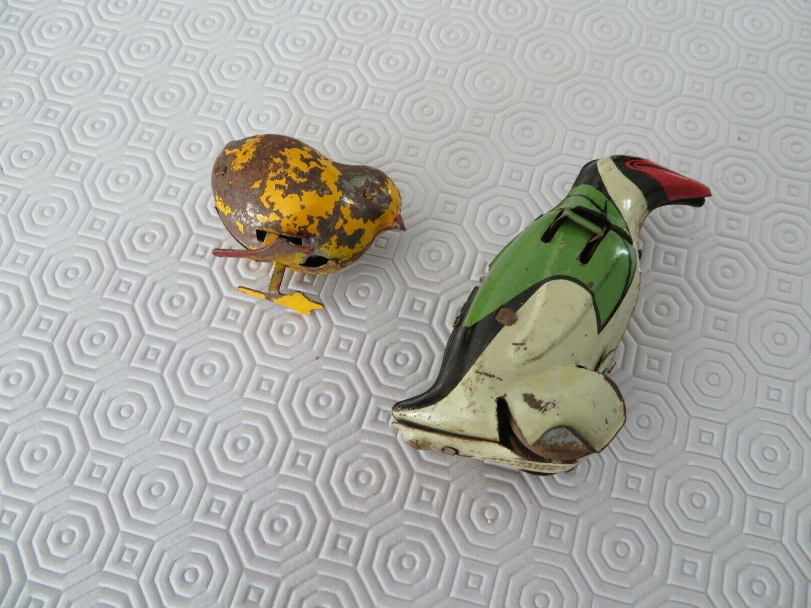 rare ancien jouets oiseau poussin en tole