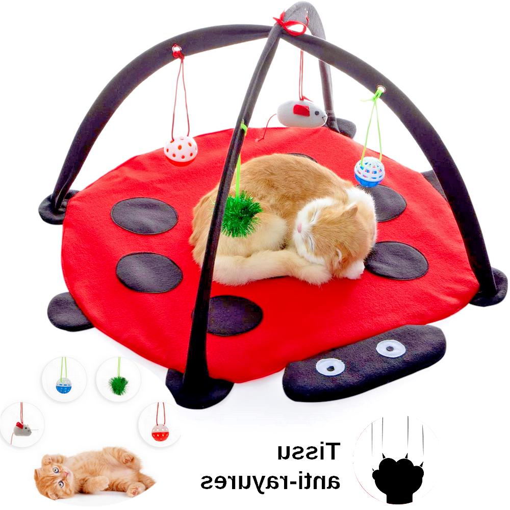 tapis de jeu chat 4 jouets suspendus