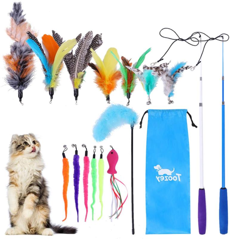 toozey jouet pour chat avec 2 tiges