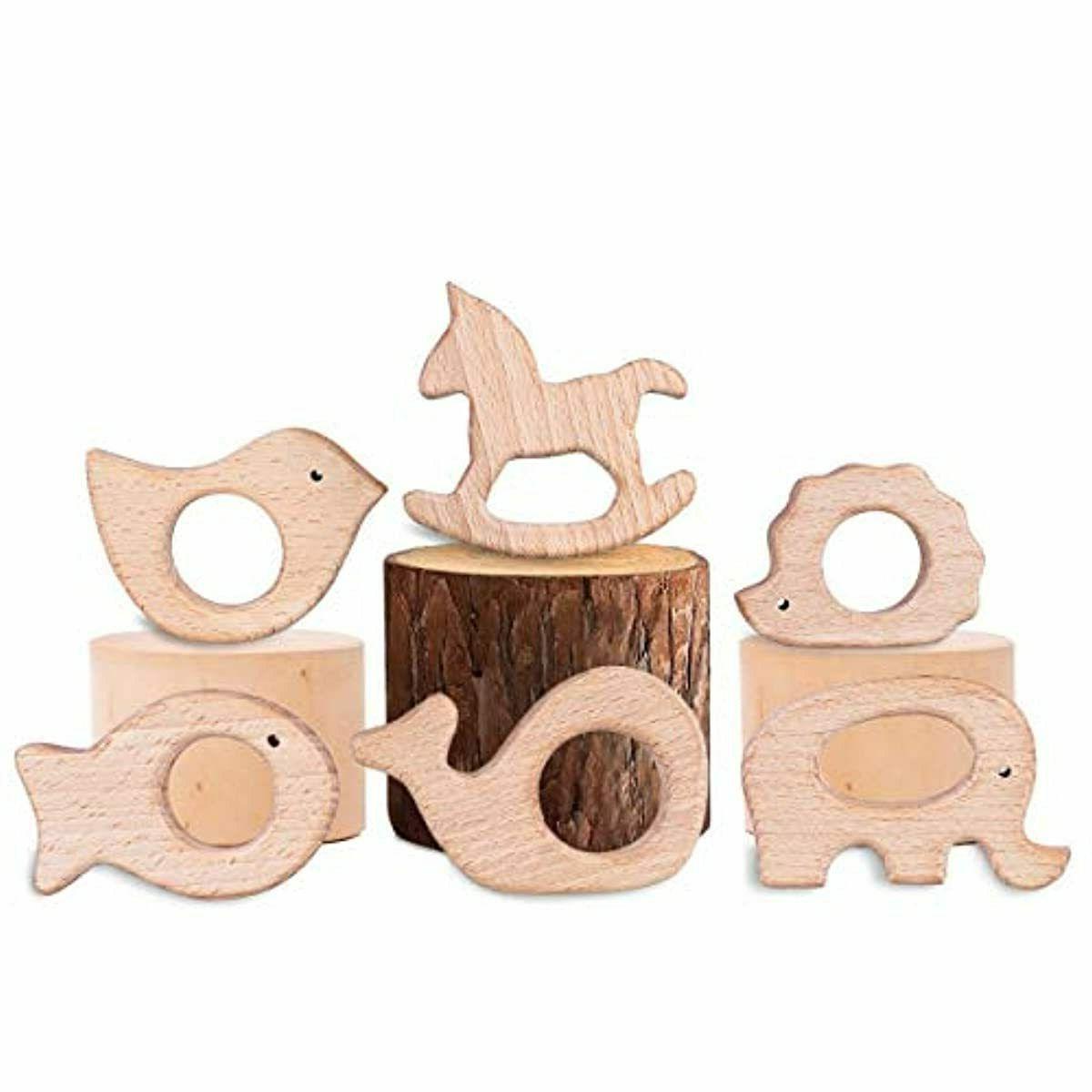 youngrich 6 pcs jouets de dentition bois