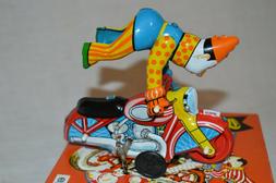 MOTO JOUET TOLE CLOWN TIN TOY 14 cm MADE IN CHINA NEUVE BOIT