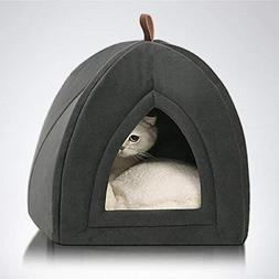 Niche Chat Gris Fonc&eacute; 35x35x38cm  Coussin Amovible 2 en 1 a