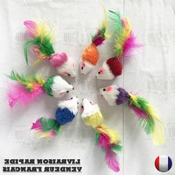 Souris en peluche avec des plumes pour chat NEUVE